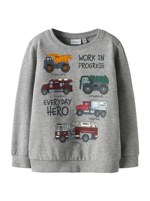 NAME IT Sweatshirt 'NMMORSON TONKA'  grå-meleret / gran / rød / sort