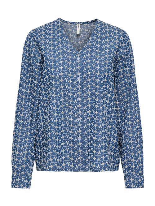 ONLY Bluse  blå / hvid