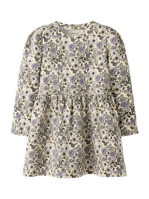 NAME IT Kjole 'NMFNIKALA'  beige / mørkegrøn / lyselilla / hvid