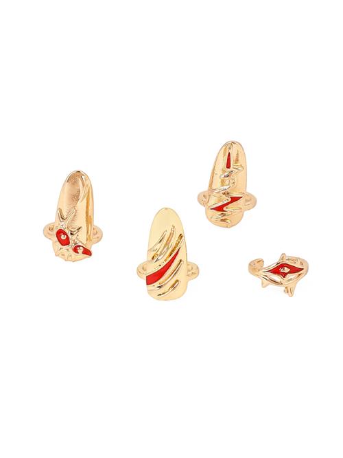 SOHI Ring 'Anusha'  guld / rød