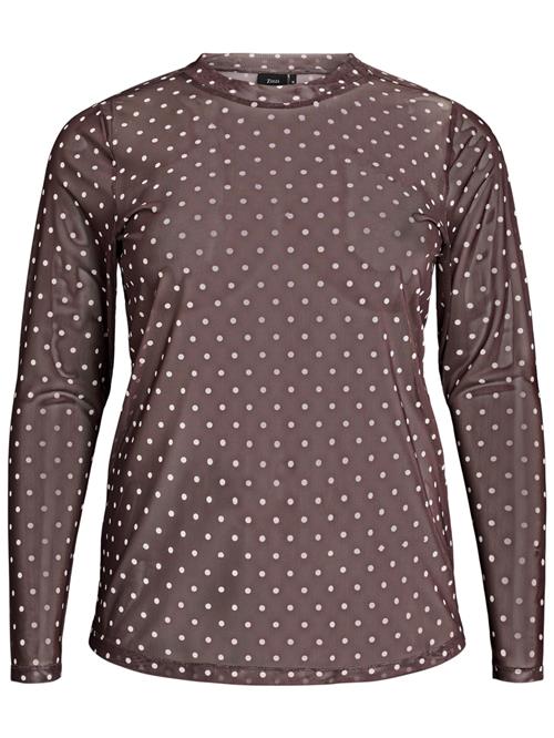Zizzi Bluse 'ELEAH'  brun / naturhvid