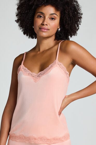 Hunkemöller Cami top Velours Lace Lyserød