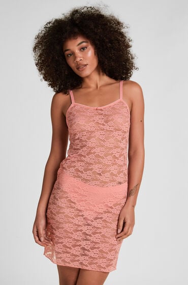 Hunkemöller Underkjole i heldækkende blonde Lyserød