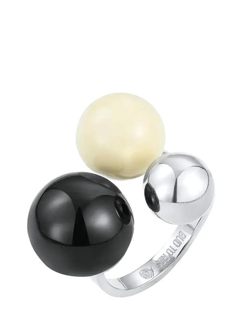 Bud to rose | Brea Enamel Ring Ivory/Black/Silver | ONE SIZE