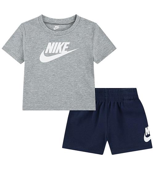 Nike Shortssæt - T-shirt/Shorts - Midnight Navy/Grå