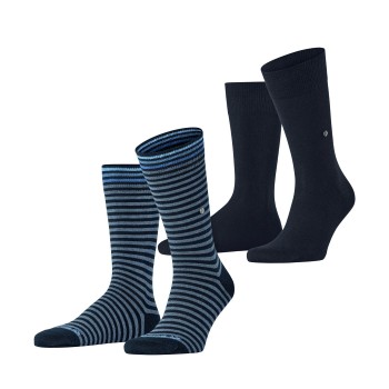 Burlington Strømper 2P Everyday Stripe Socks Sort/Blå Str 40/46 Herre