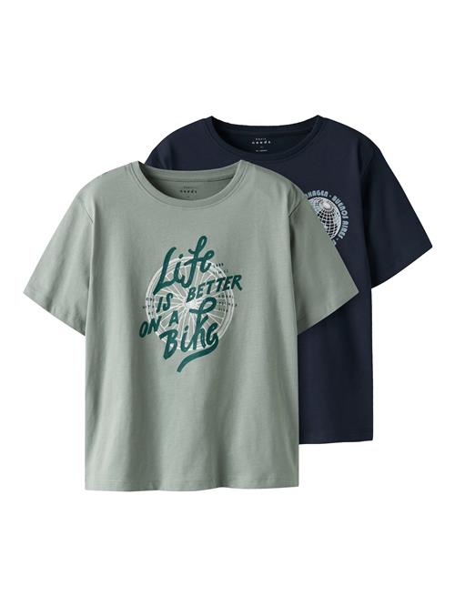 NAME IT Shirts 'NKMVagno'  marin / stone / grøn / hvid