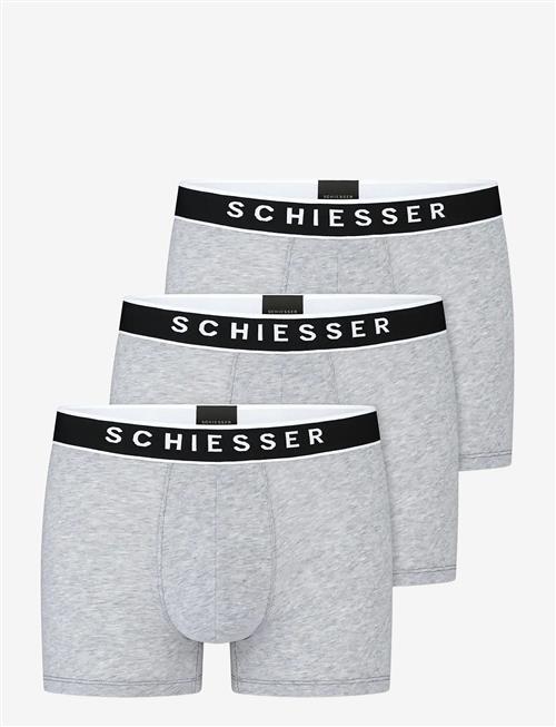 Schiesser | 3-Pack Of Shorts With Woven Elastic Waistband, Mottled Grey - 95/5 | M