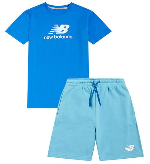 New Balance Shortssæt - Stacked logo - Blue Bird
