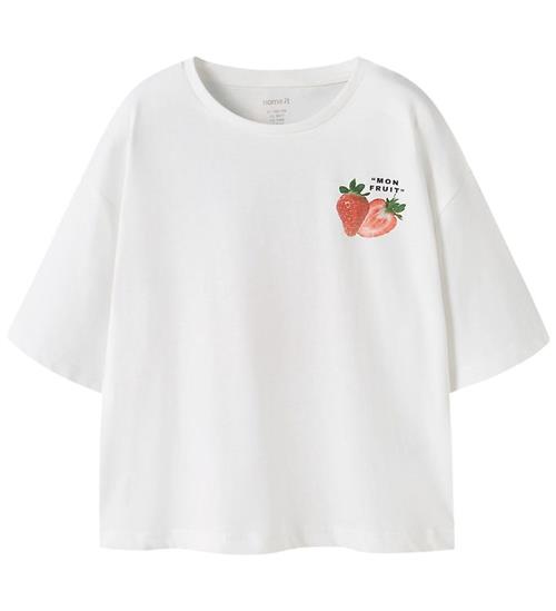 Name It T-shirt - NkfJemillo - Bright White m. Jordbær