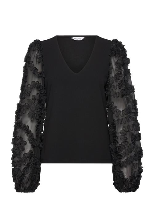 Bubbleroom | 3D Floral Sleeve V-Neck Top | 32-34