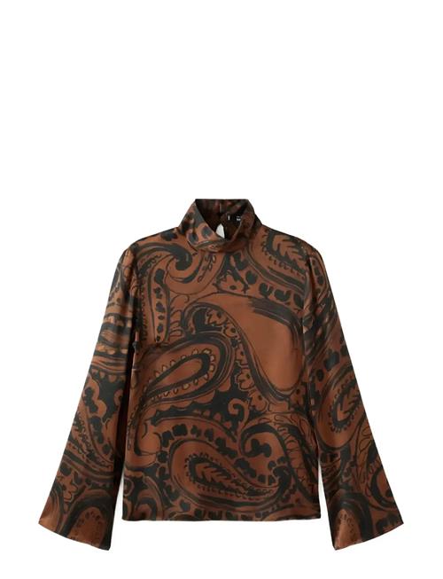 Mango | Paisley-Print Satin Blouse | L