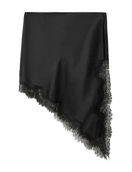 Mango | Satin Asymmetric Short Skirt With Lace | XL