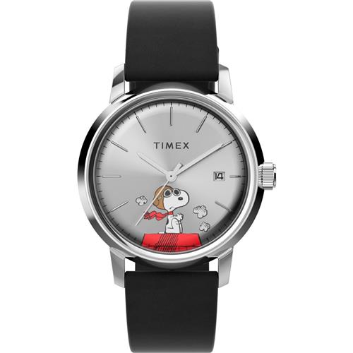 TIMEX Analogt ur 'Timex Marlin® Automatic x Peanuts Snoopy Flying Ace'  brun / rød / sort / sølv
