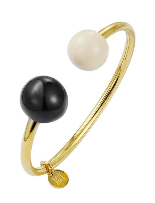 Bud to rose | Globe Enamel Bangle Ivory/Black/Steel | ONE SIZE