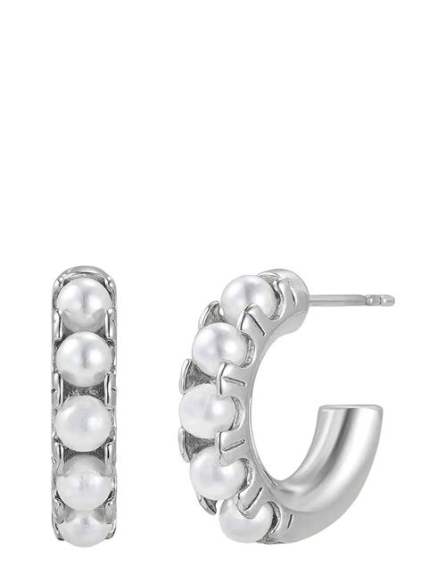Bud to rose | Pearl Creole Earring Silver | ONE SIZE