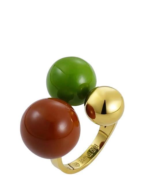 Bud to rose | Brea Enamel Ring Green/Gold | ONE SIZE