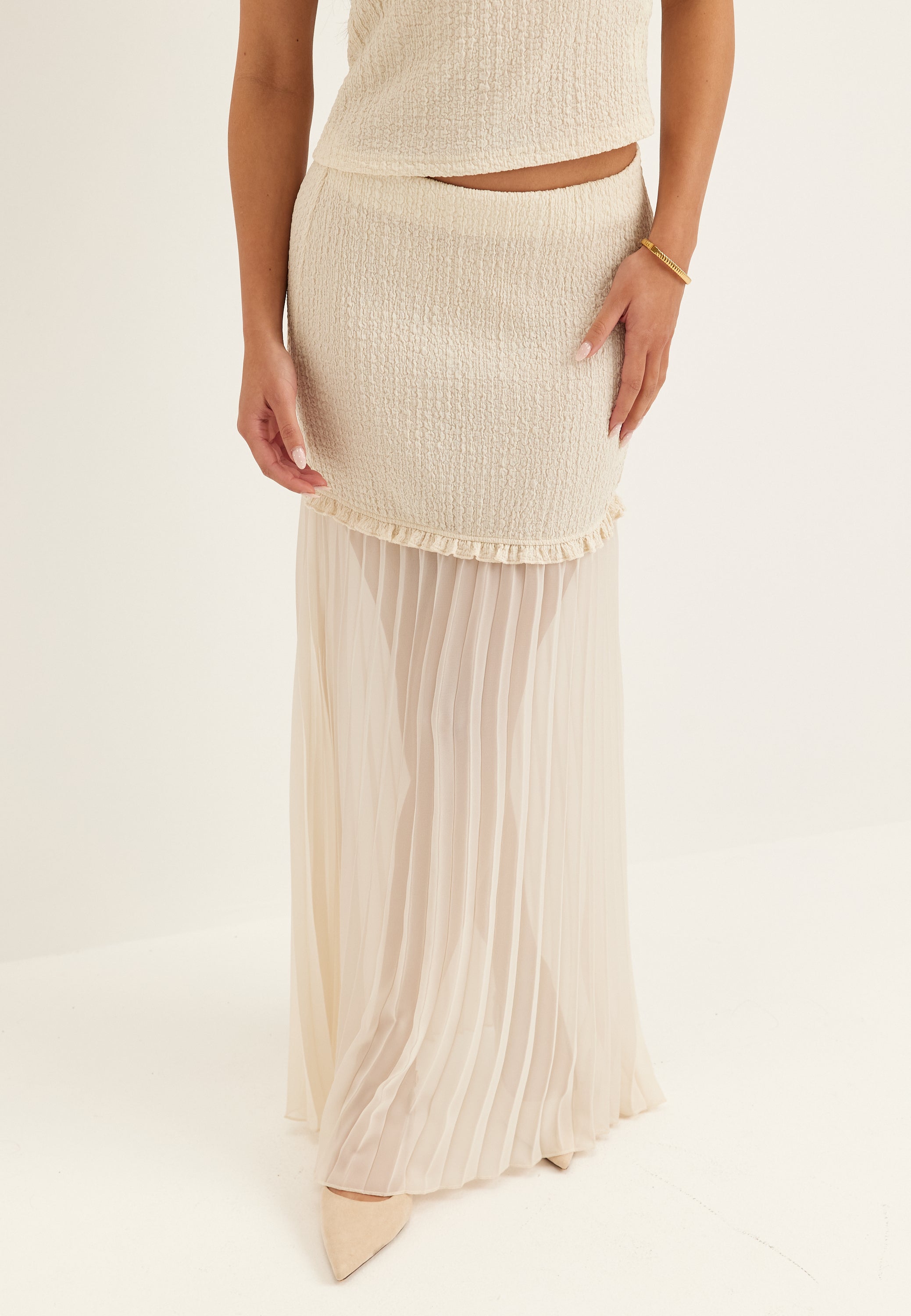 BUBBLEROOM Strucure Combined Maxi Skirt