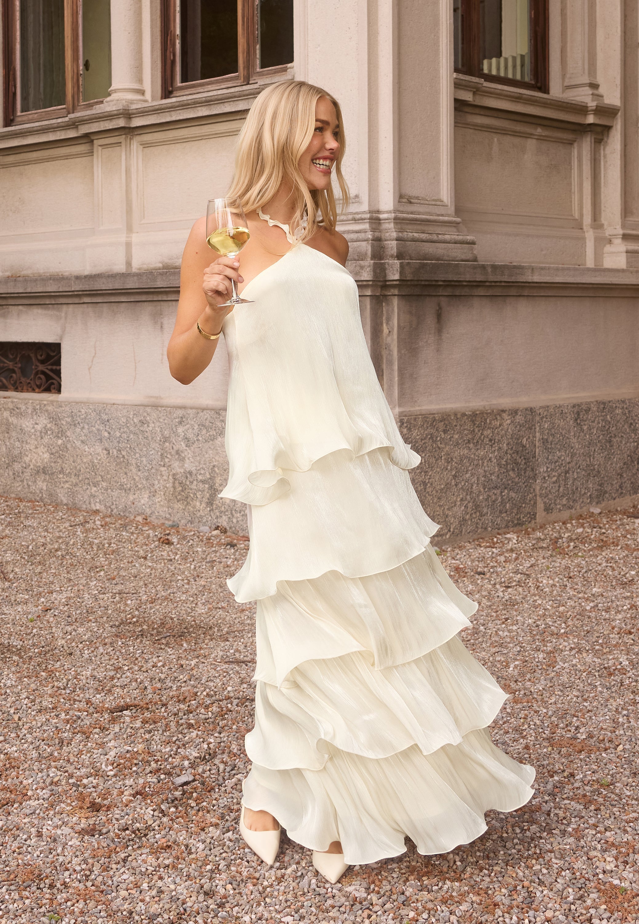Moa Mattsson X Bubbleroom Shimmer Flounce Maxi Skirt