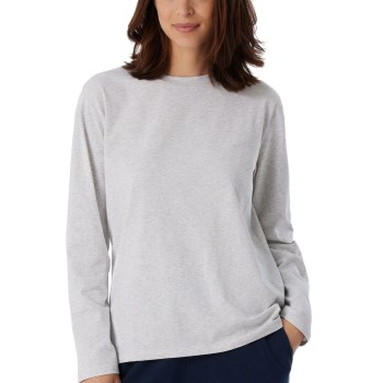 Schiesser Women Mix and Relax Long Sleeved Shirt Lysegrå bomuld 36 Dame