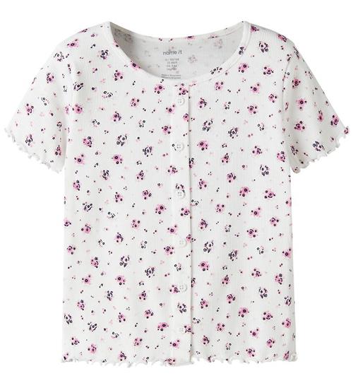 Name It T-shirt - Rib - NkfVemia - Bright White/Pink Floralib