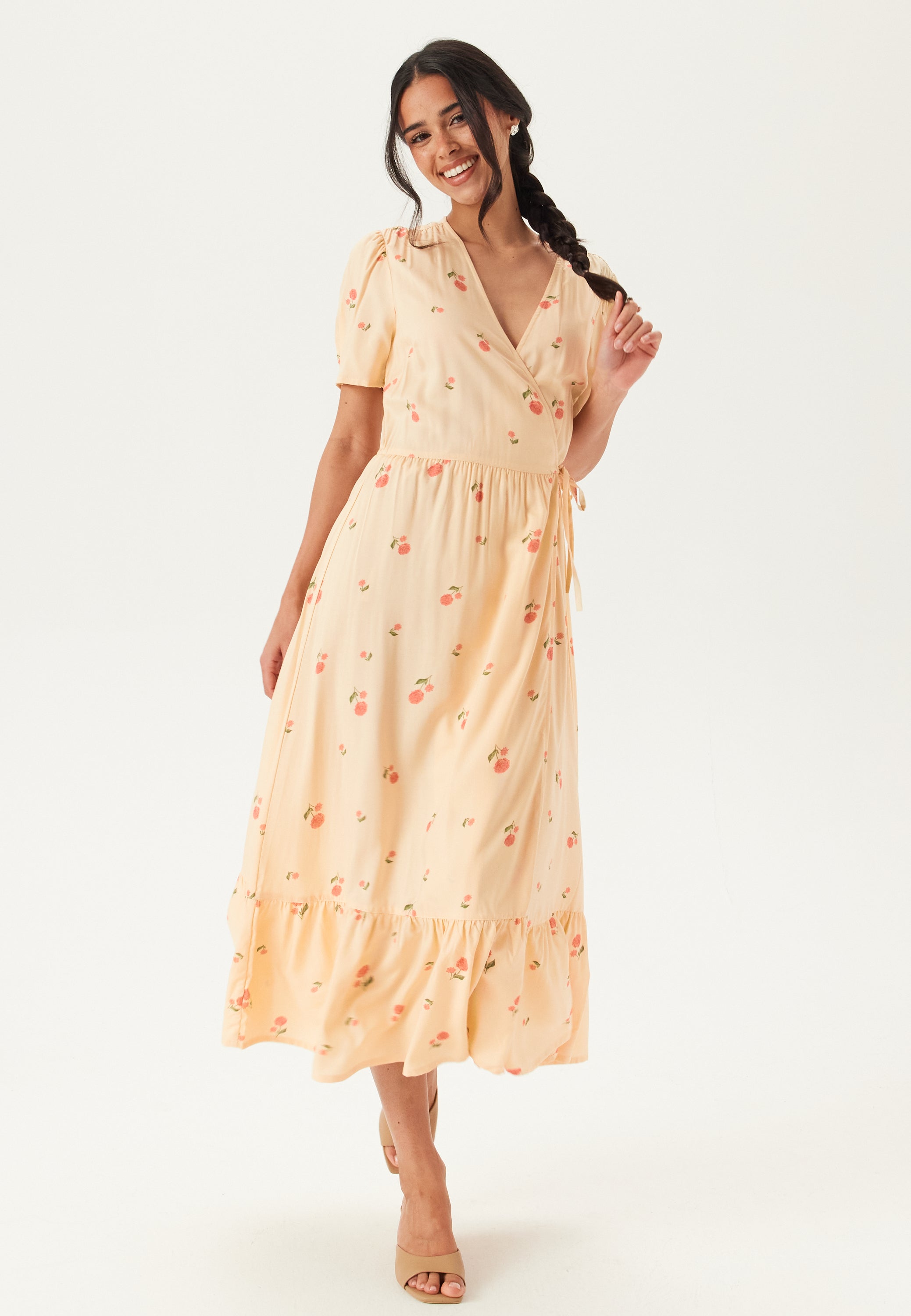 BUBBLEROOM Flounce Viscose Wrap Dress