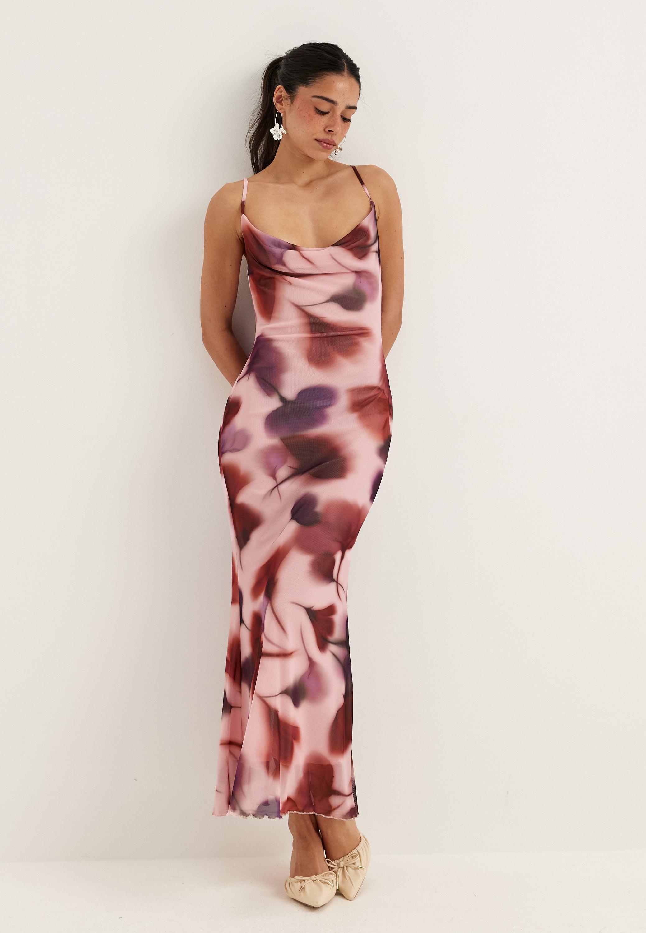 BUBBLEROOM OCCASION Cowl Neck Mesh Dress