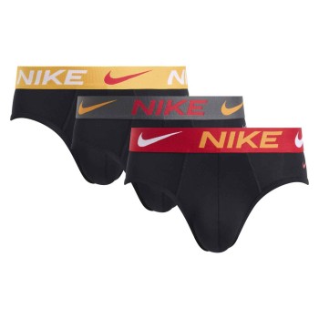 Nike 3P Dri-Fit Essential Micro Hip Brief Sort/Gul polyester Medium Herre