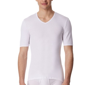 Schiesser Short Sleeve V-Neck Shirt Hvid bomuld XX-Large Herre