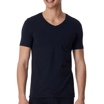 Schiesser Long Life Soft Shirt Short Sleeve V-neck Mørkblå Large Herre