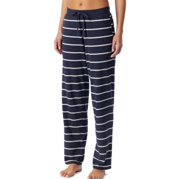 Schiesser Mix and Relax Long Cotton Pants Marine Stribet bomuld 36 Dame