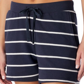 Schiesser Women Mix and Relax Cotton Shorts Marine Stribet bomuld 36 Dame