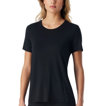Schiesser Women Mix and Relax T-Shirt Sort bomuld 48 Dame