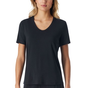 Schiesser Women Mix and Relax V-neck T-Shirt Sort modal 36 Dame