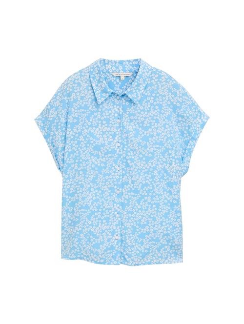 TOM TAILOR DENIM Bluse  himmelblå / hvid