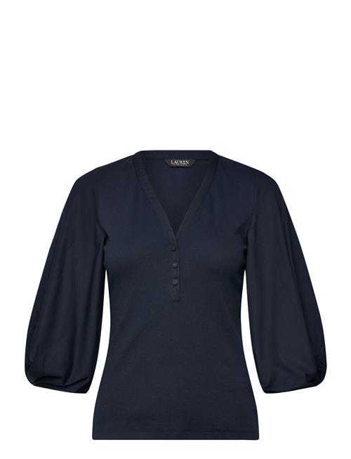 Lauren Ralph Lauren | Rib-Knit Balloon-Sleeve Henley Top | M