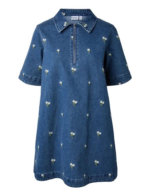 Pieces | Pcflora Ss Denim Emb Dress | XS