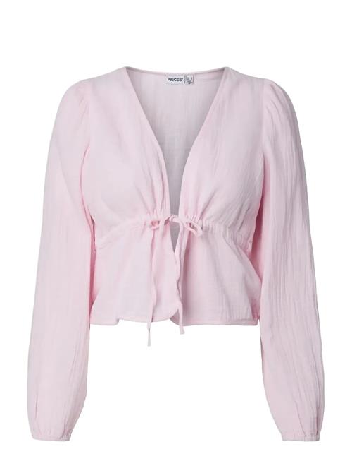 Pieces | Pcsastina Ls V-Neck Tie Top Wvn Msa Bc | L