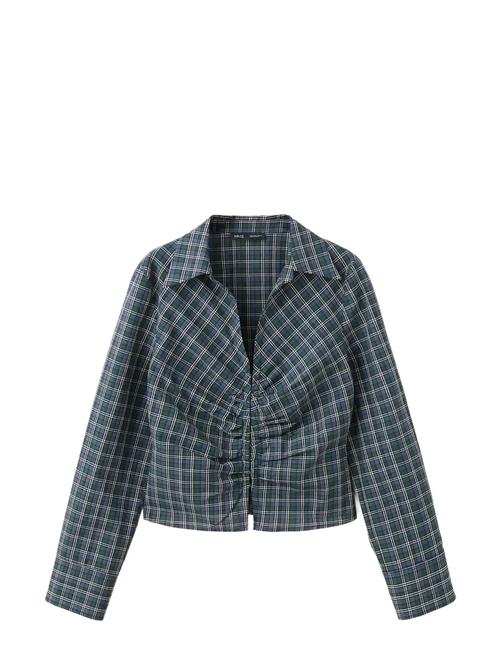 Mango | Gathered Check Blouse | S