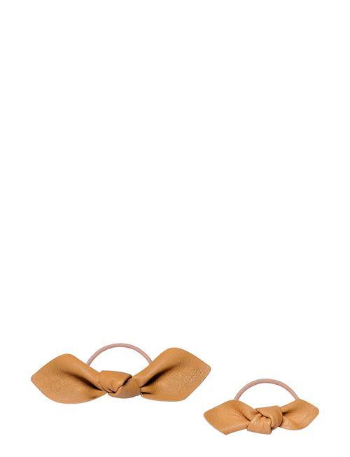 Corinne | Leather Bow Hair Tie Big And Small 2-Pack | ONE SIZE