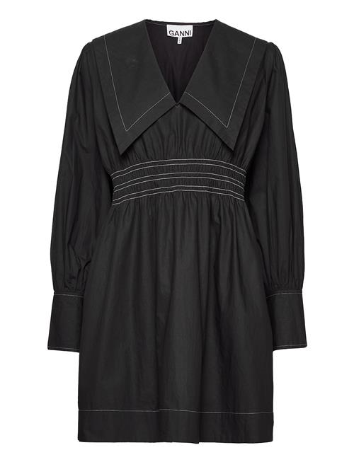GANNI | Cotton Poplin V-Neck Smock Mini Dress | 38