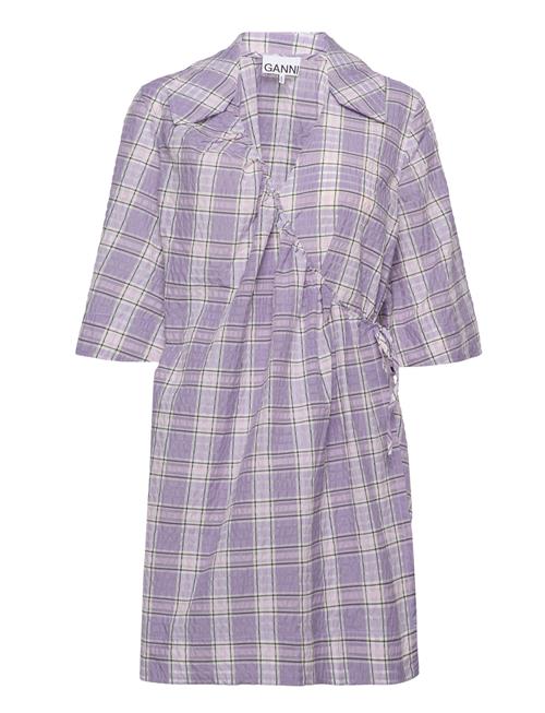 GANNI | Seersucker Check Mini Wrap Dress | L/XL
