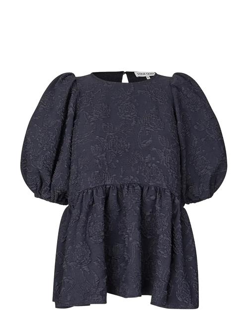 STINE GOYA | Stretch Jacquard, Puff Sleeve Peplum Top | XS