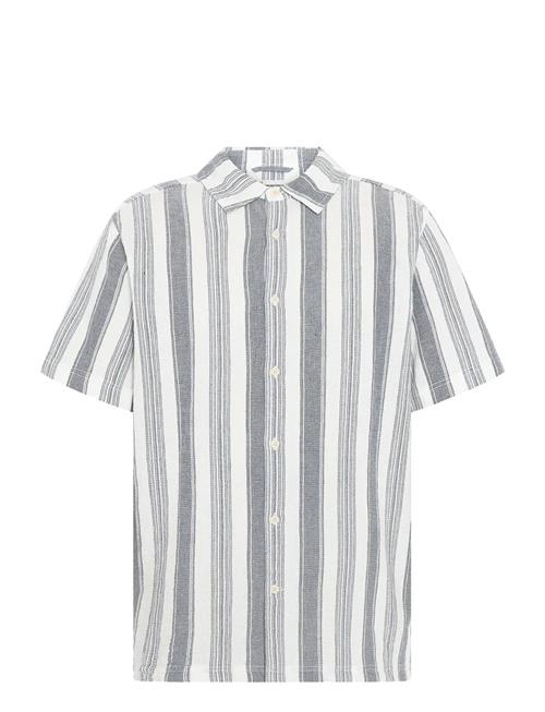 Knowledge Cotton Apparel | Relaxed Stripe Short Sleeve Shirt | M