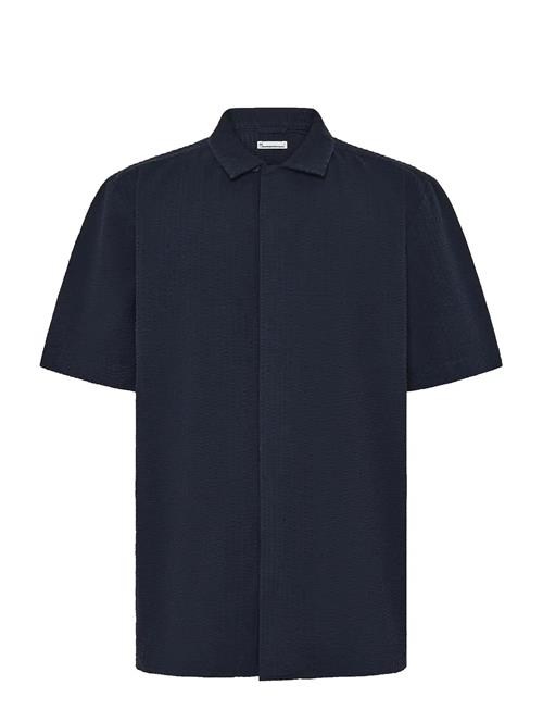 Knowledge Cotton Apparel | Relaxed Seersucker Short Sleeve Shi | M