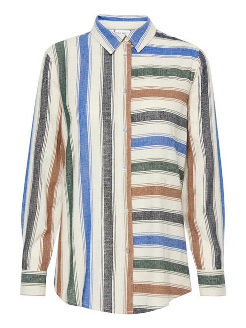 PULZ Jeans Bluse 'NORAH'  beige / blå / græsgrøn / orange