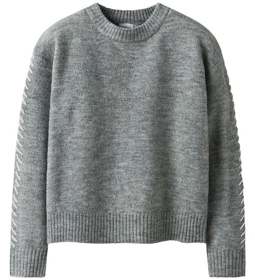 Name it Bluse - NkfSofita - Strik - Grå Meleret