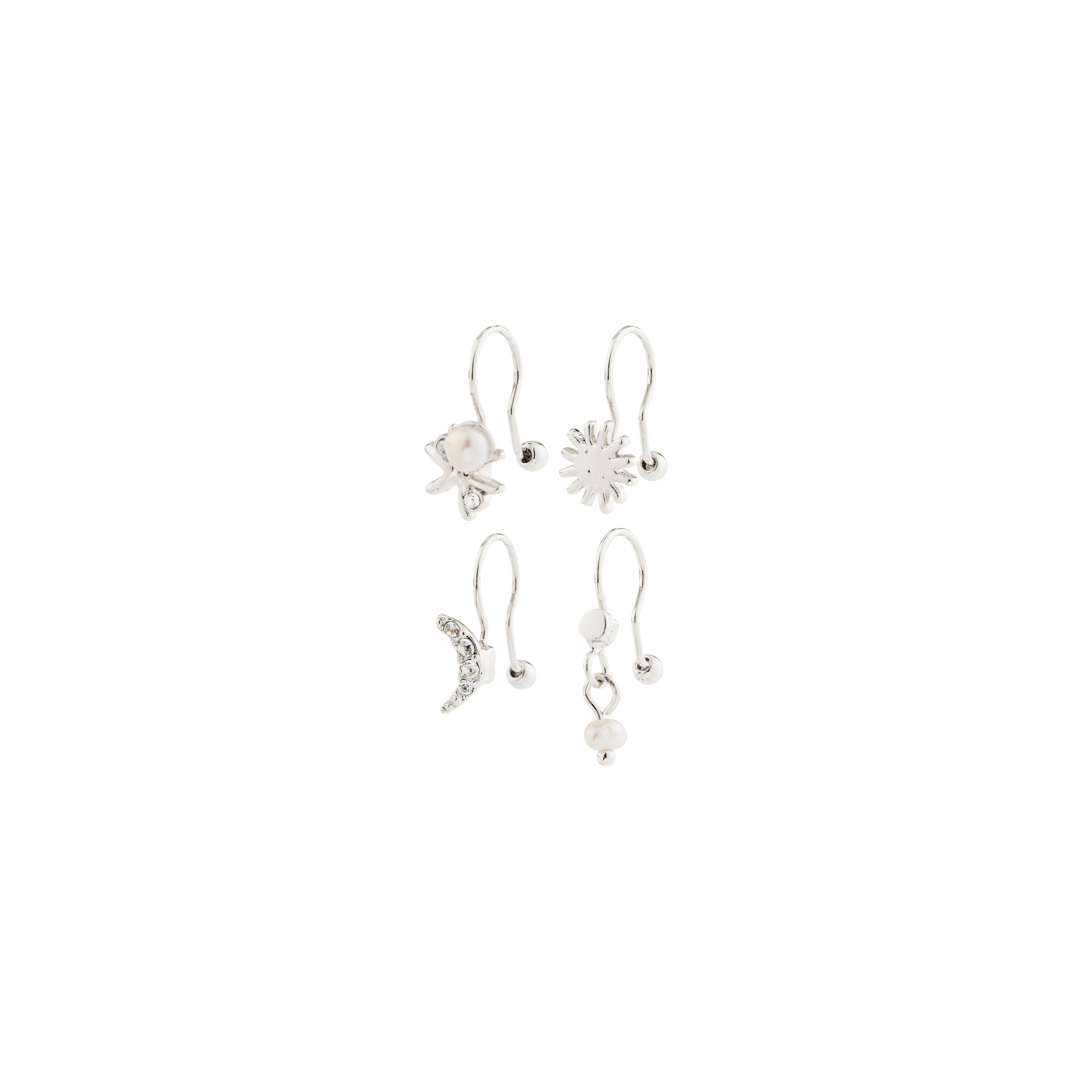 Pilgrim EVON ear cuff 4-i-ét sæt, sølvbelagt