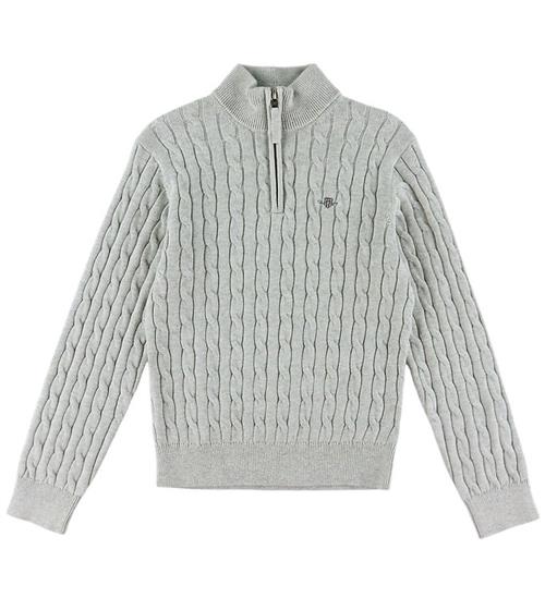 GANT Bluse m. Lynlås - Strik - Gråmeleret