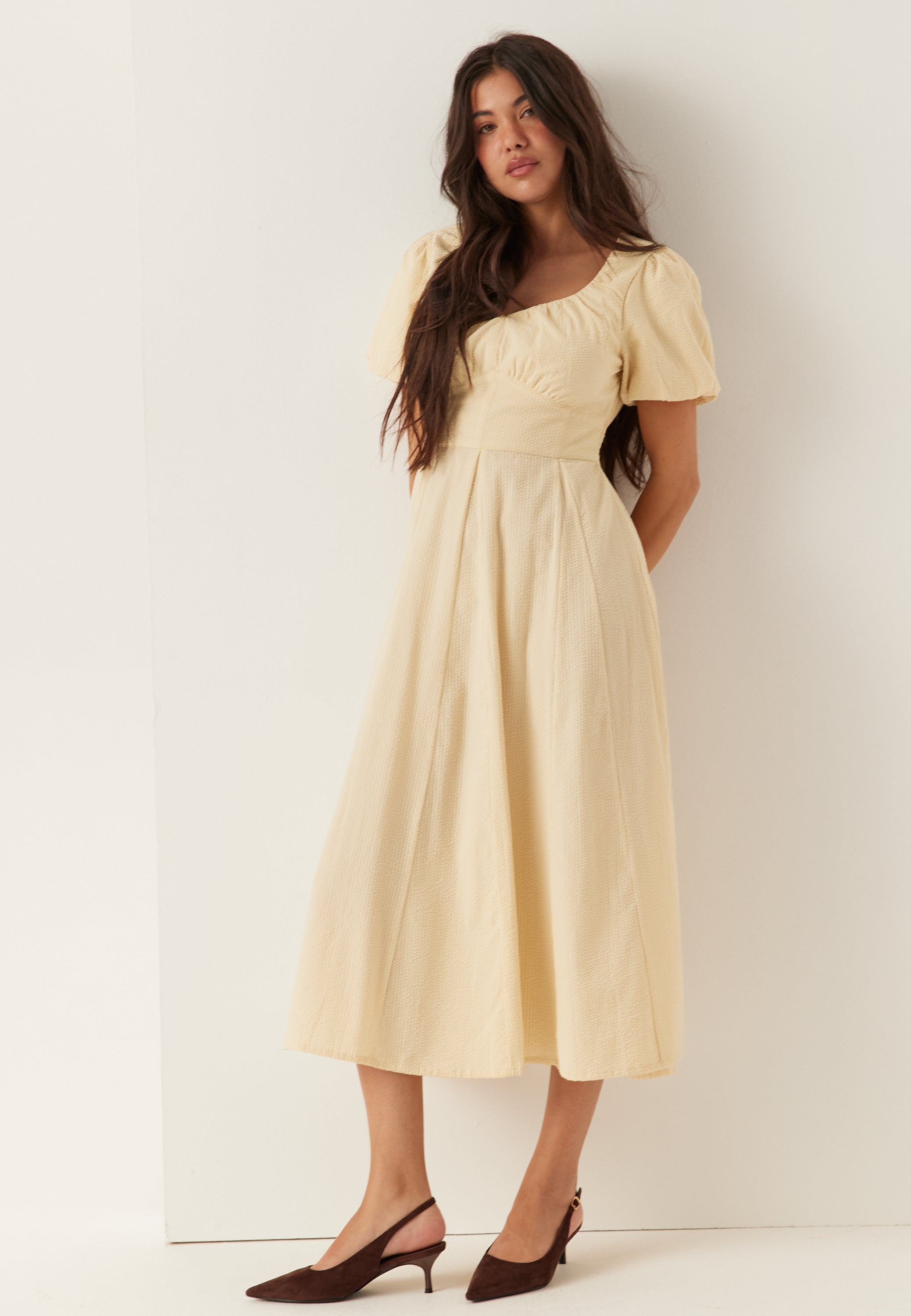 BUBBLEROOM Seersucker Midi Dress